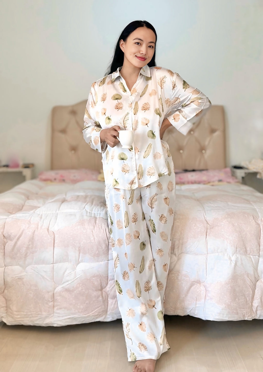 Whispering Leaves Satin Lounge Set