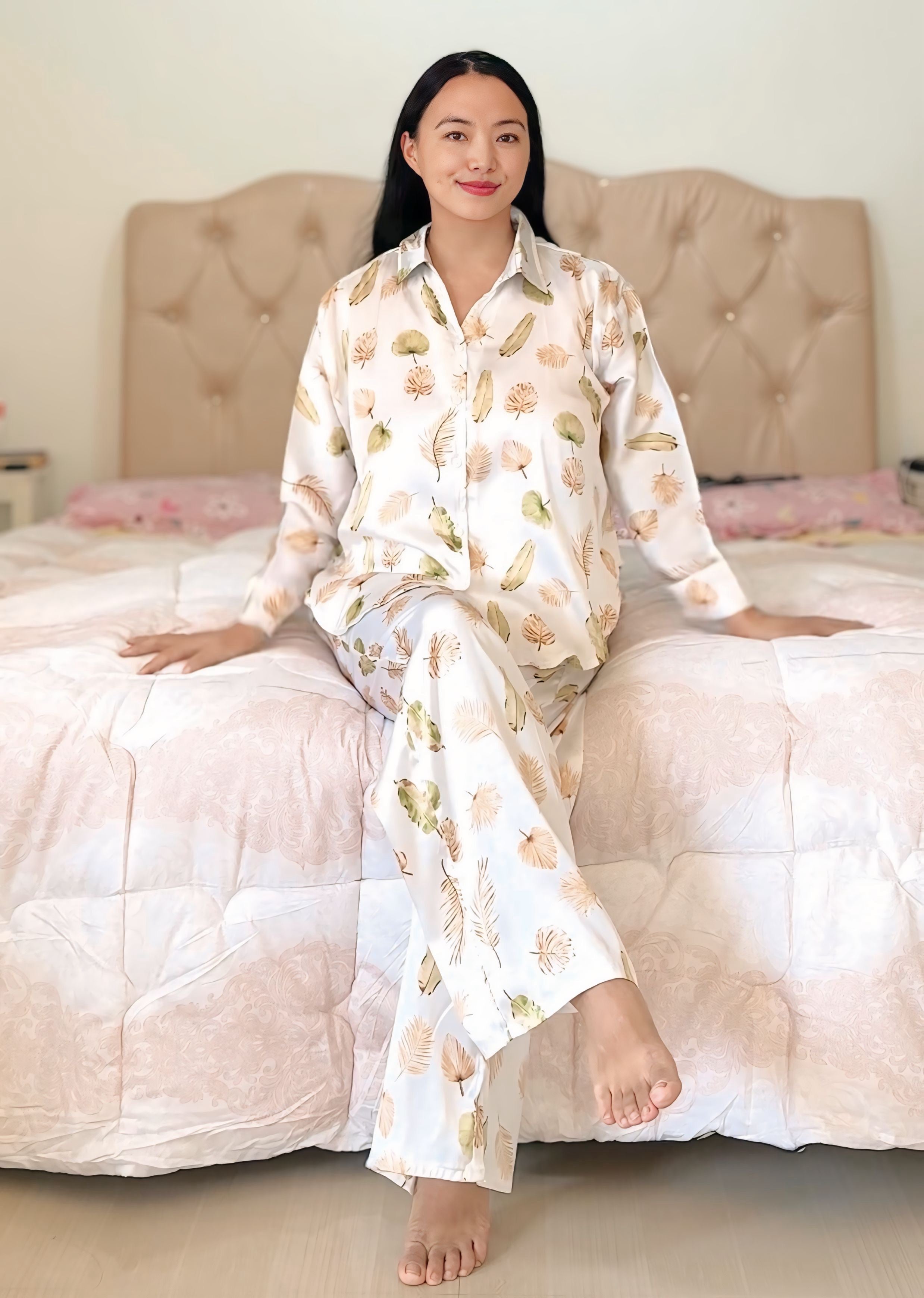 Whispering Leaves Satin Lounge Set