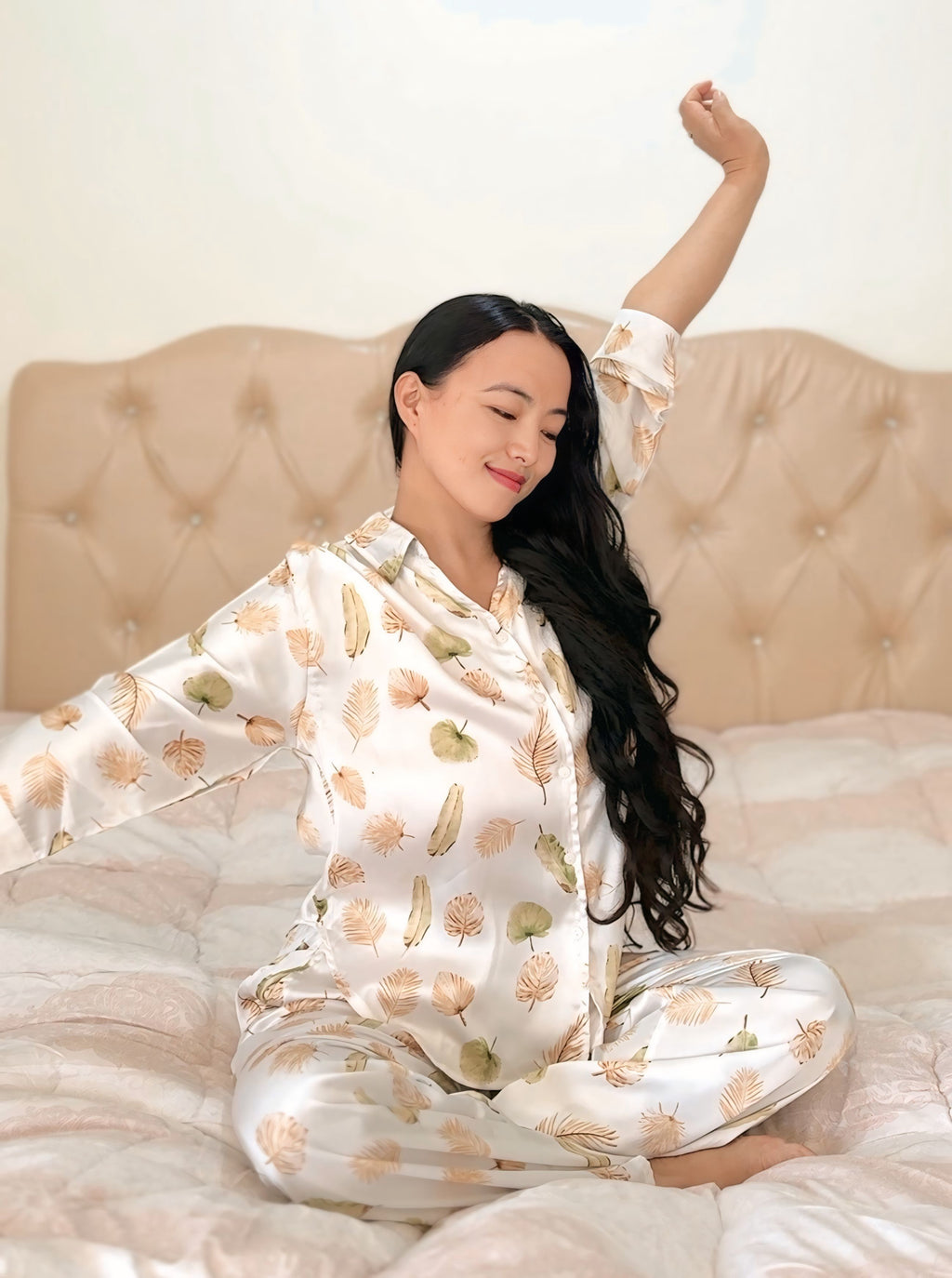 Whispering Leaves Satin Lounge Set