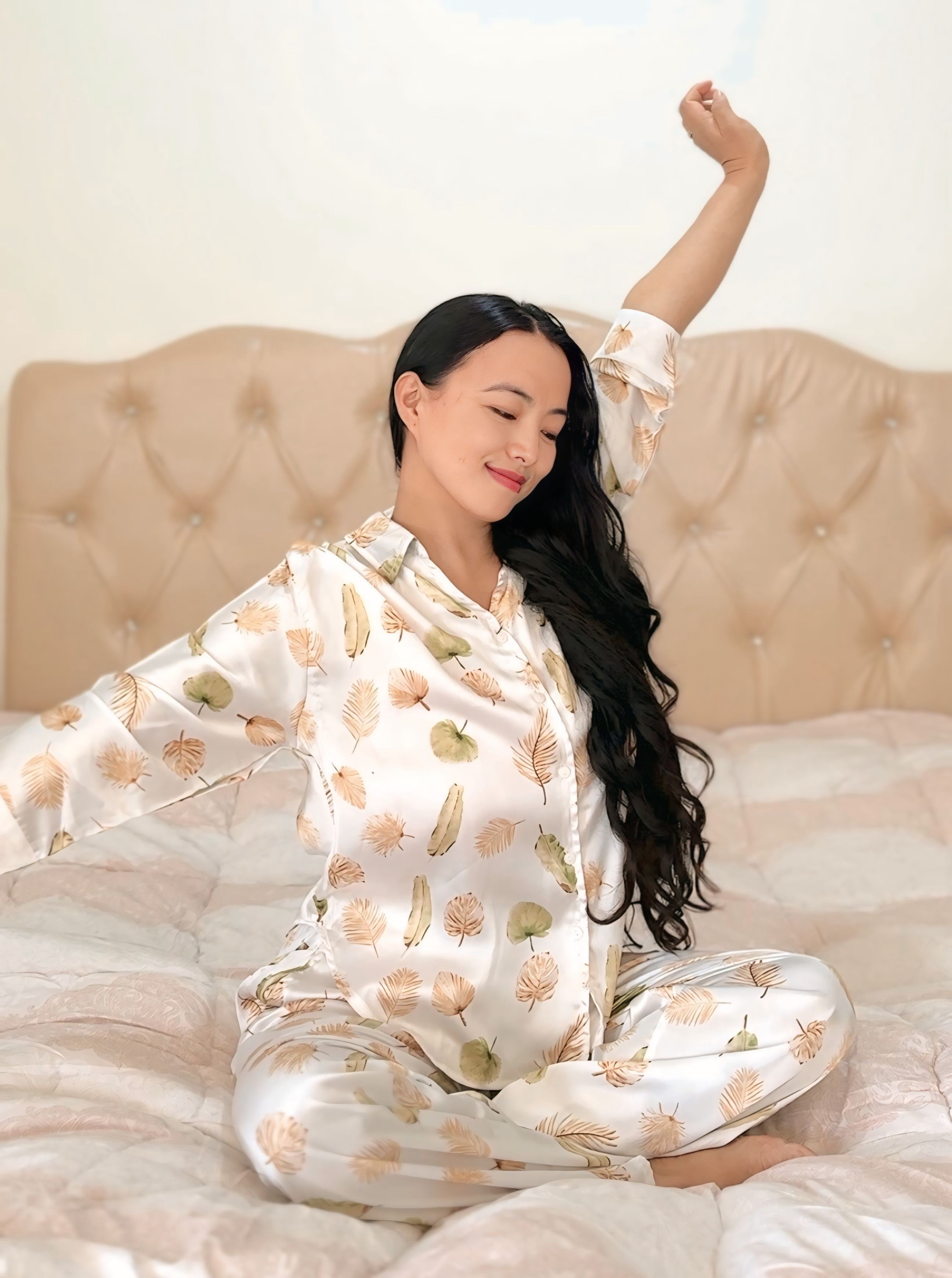 Whispering Leaves Satin Lounge Set