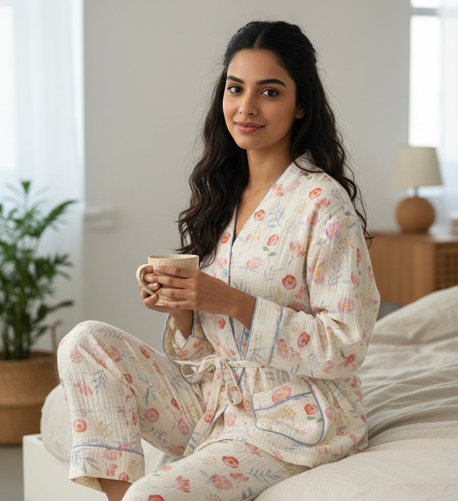 Blossom Morning Cotton Pajama Set